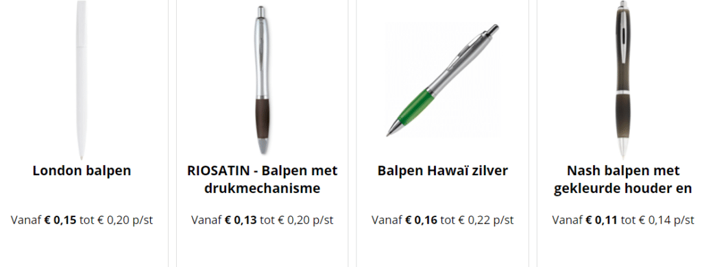 bekijk onze goedkope balpennen producten,